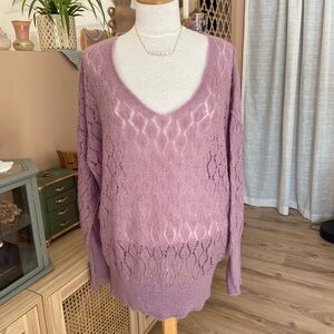 Lavender V-Neck Women's light Sweater - Free People